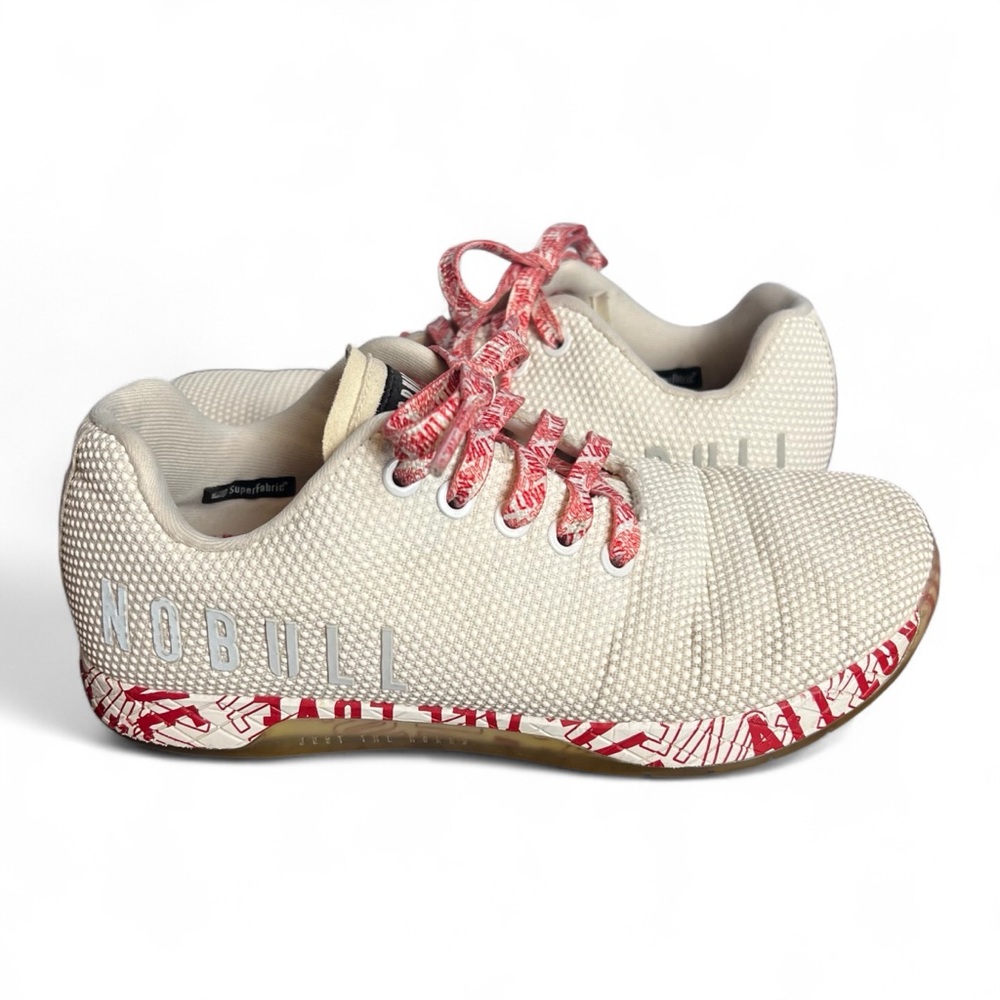NOBULL Limited Edition All Love White Red Knit Trainers Womens 7.5‎ Mens 6